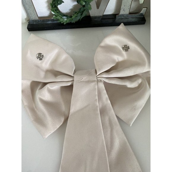 Vintage Large Satin Ivory Bow For Belt Formal Dress Hat Wedding or Belt 9"x10" - Picture 13 of 16